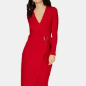 INC International Concepts NWT GLITZ Sweater Wrap Dress in Real Red